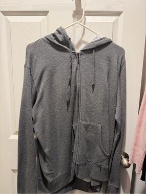Men's Gray Hooded Zip Sweater